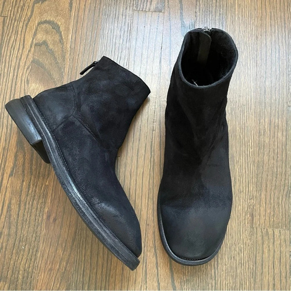 MARSELL Black Rear-zip, Distressed Suede Leather Ankle Boots